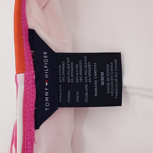 Tommy Hilfiger Sail Away Striped Bandeau Bikini Top Pink Orange M - Picture 9 of 11
